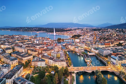 Preview: Geneva, Switzerland Skyline Towards Lake Geneva