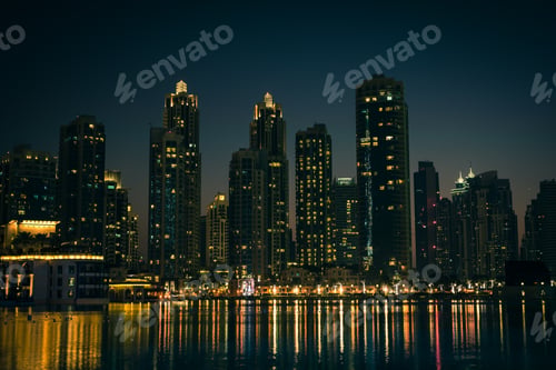 Preview: Night cityscape of Dubai city, United Arab Emirates