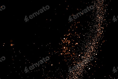 Preview: Blurry garland lights on a dark background. Image toned in color of the year 2024 - Peach Fuzz