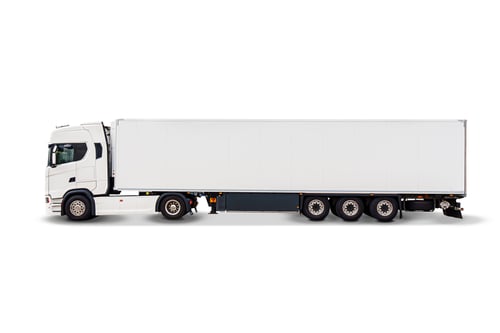 Preview: Big truck with semi-trailer Mockup. Truck transportation isolated on white.