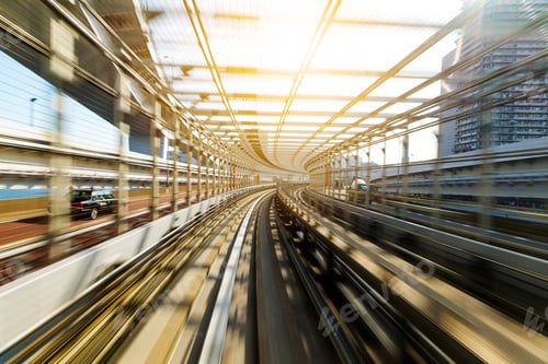 Preview: Motion blur of Japanese mono rail at day time