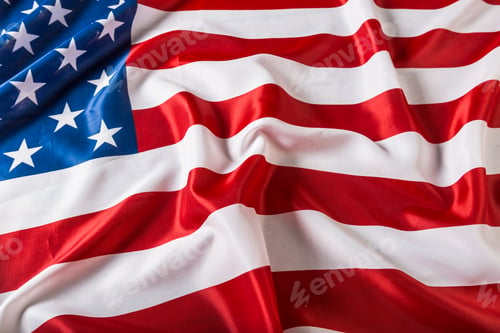 Preview: Closeup of ruffled American flag