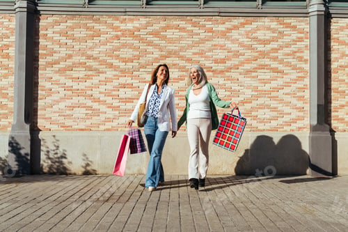 Preview: Beautiful senior women meeting outdoors in the city