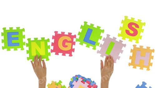 Preview: Hands forming word "Education" with jigsaw puzzle pieces isolated