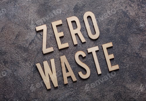 Preview: zero waste word text wooden letters on concrete background