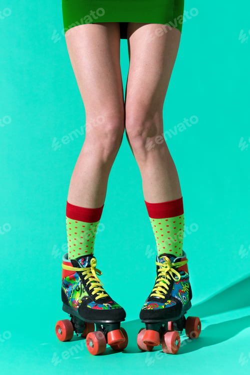 Preview: Unrecognizable skinny woman in roller skates