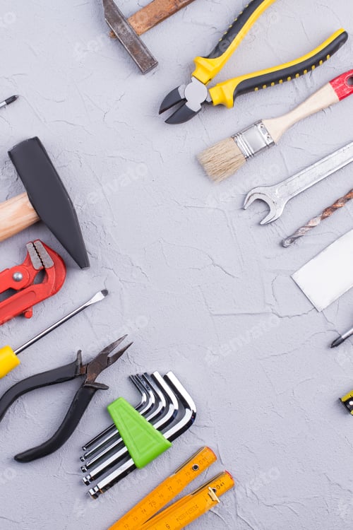 Preview: Various construction tools background. Repair concept.
