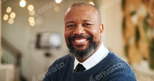 Preview: Happy, professional and portrait of mature businessman in hotel for corporate conference. Smile, co