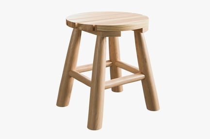 Preview: Round Teak Stool with Natural Finish