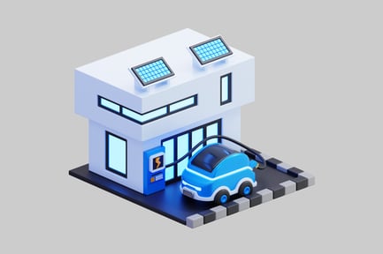 Preview: Isometric Electric Vehicle Charging Station