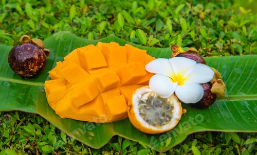 Preview: Exotic mango fruits and others. Selective focus.