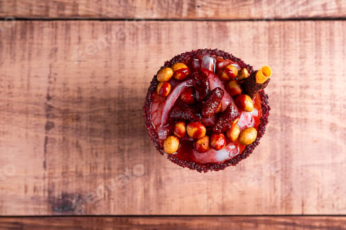 Preview: Crazy little glass, a mixture of sweet, salty and spicy ingredients. Typical snack from Mexico