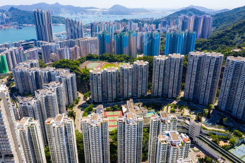 Preview: Tai Koo, Hong Kong 22 September 2019: Top view of Hong Kong city