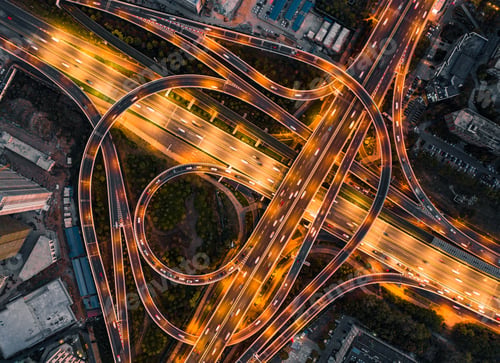 Preview: Aerial view of the viaduct on Optics Valley Avenue, Wuhan, China