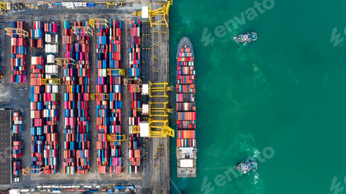 Preview: Container ship global business freight import export logistic transportation.