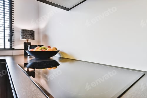 Preview: Kitchen counter with shiny built in hob