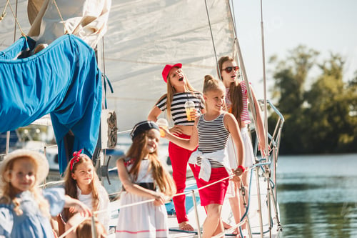 Preview: The children on board of sea yacht
