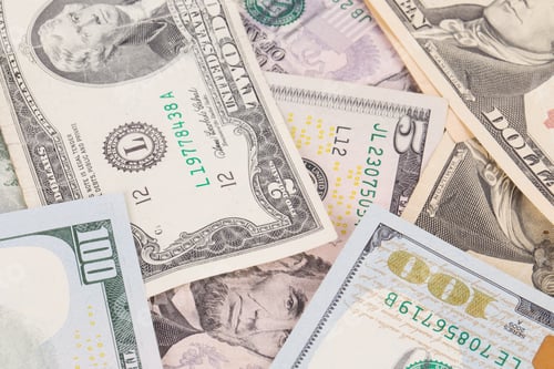 Preview: Close up of different dollar bills