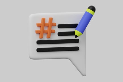 Preview: Hashtag message with blue pencil