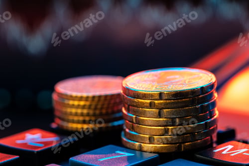Preview: Euro coin on stock chart. Financial investment concept.