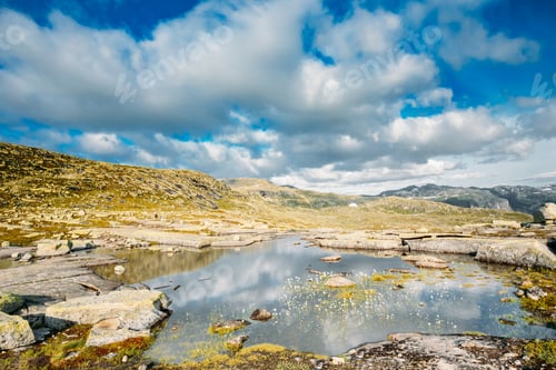Preview: Mountains Landscape With Blue Sky In Norway. Travel In Scandinav