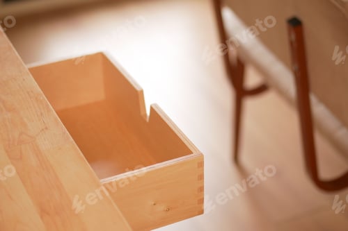 Preview: Minimalist wooden drawer in a modern workspace setting