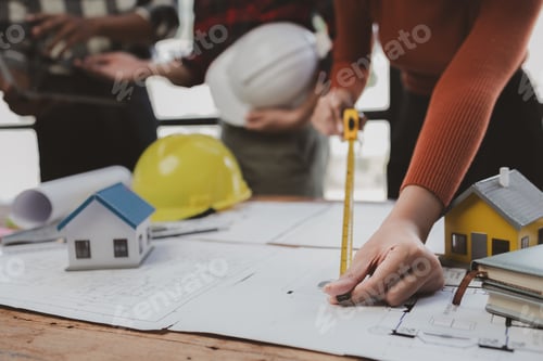 Preview: Group architects and engineers build houses and conference buildings together to design and build st