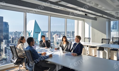 Preview: Busy diverse board executives team people working in meeting room.