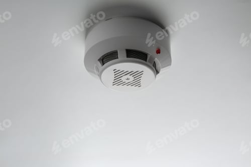 Preview: Smoke detector on light background. Alarm system