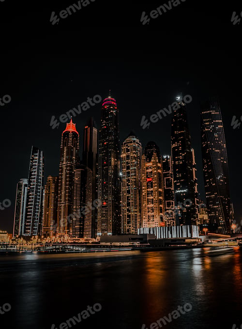 Preview: Night dubai downtown skyline, Dubai, United Arab Emirates