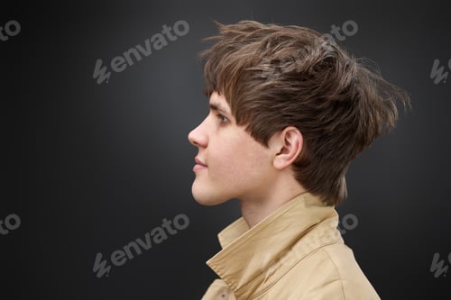 Preview: portrait of caucasian man with hairstyle in coat