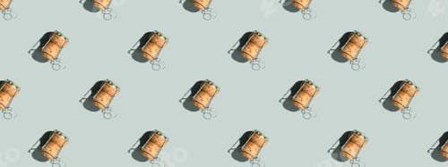 Preview: Pattern with champagne cork on blue background