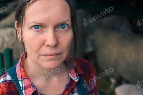 Preview: Female farmer on sheep farm