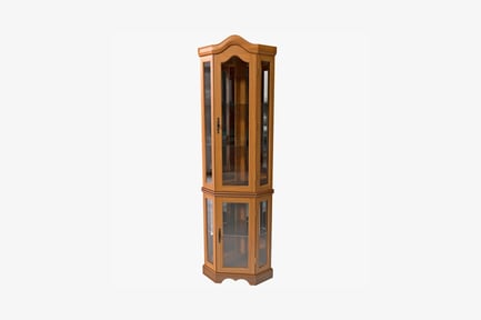 Preview: Arched wooden display cabinet with multi-paned glass doors