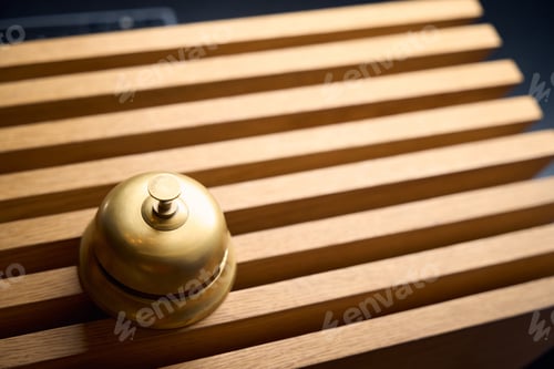 Preview: Traditional copper bell for calling staff at the reception desk