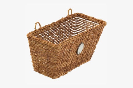 Preview: Rectangular Wicker Basket with Handles and Metal Support