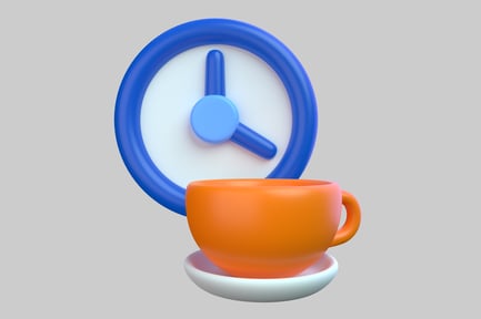 Preview: Coffee break and clock illustration