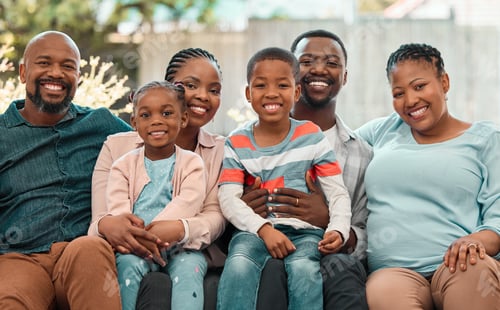 Preview: Happy Family Smiling Together Outdoors Portrait