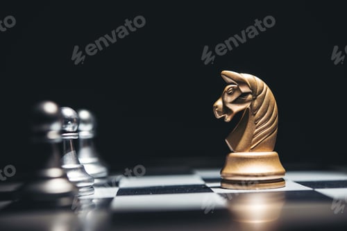 Preview: Shot of a chess board silver horse moving.