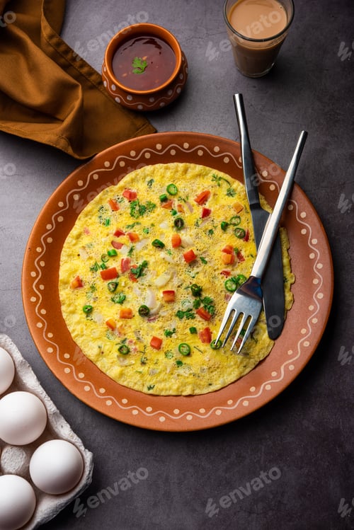 Preview: Indian Spiced Masala Omelet filled with fresh vegetable, healthy meal
