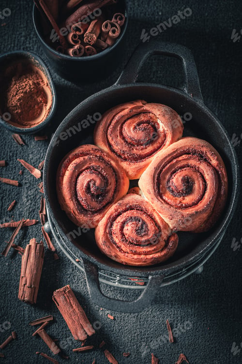 Preview: Hot cinnamon rolls as swedish christmas dessert.