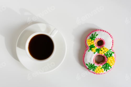 Preview: March 8 cake coffee mug on a white background