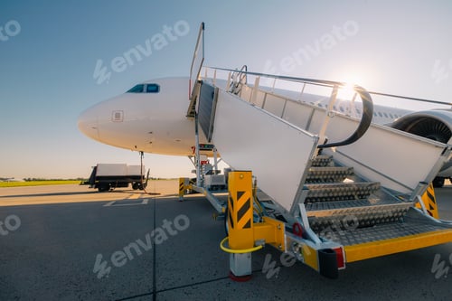 Preview: Airplane Stairs Ready for Boarding at Airport