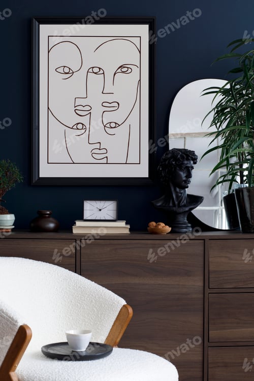 Preview: Stylish compositon of elegant living room interior design