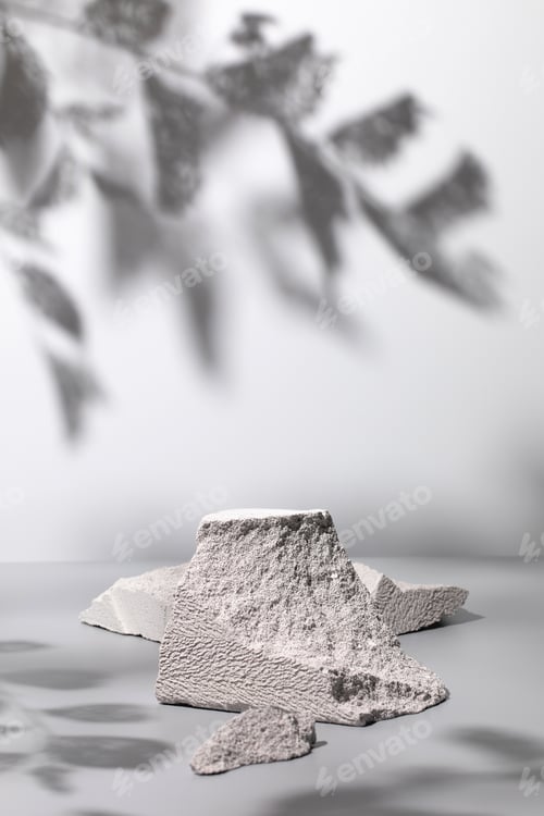 Preview: Nature scene with composition of white stones and shadows