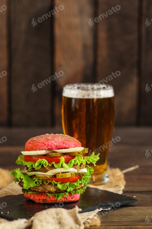 Preview: Burger Color - Sandwich Is A Lot Of Layers. Food Background