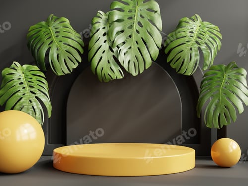 Preview: Mockup of a yellow podium.