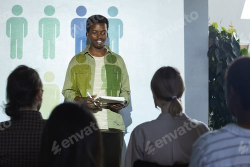 Preview: Young African Man Presenting at Conference