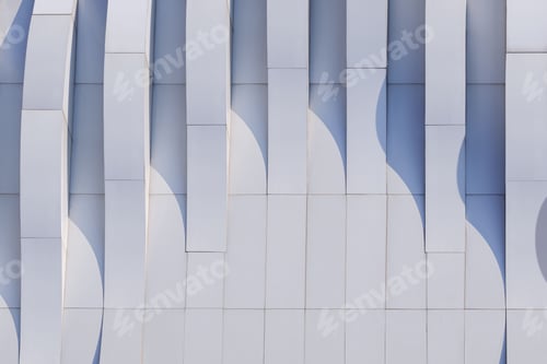 Preview: Dimension curve lines of gray aluminum composite tile wall decoration on modern building wall