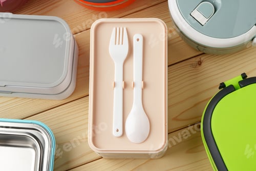 Preview: Many plastic food containers in a shop for background